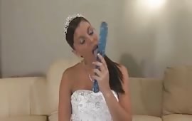 Amateur brunette bride can't wait until her wedding day